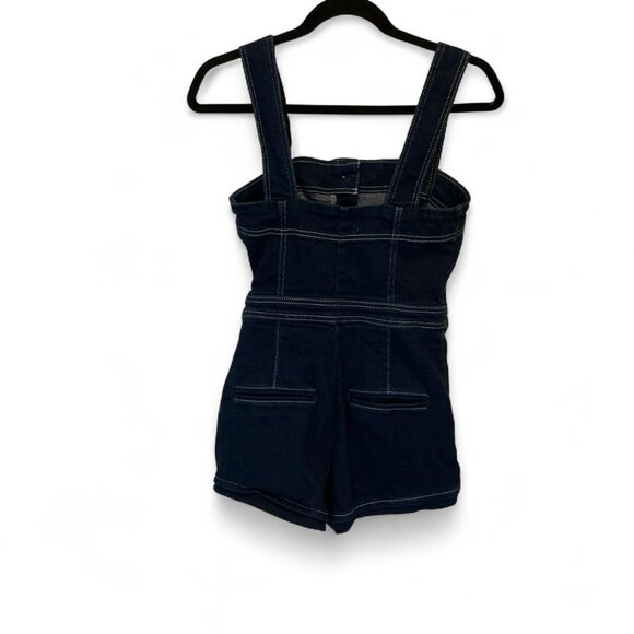 Maeve Navy Button-Front Romper - Picture 3 of 4